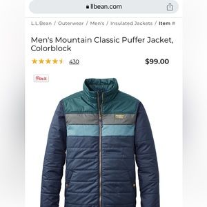 Nice lightweight mountain puffer jacket by LL BEAN. Maybe worn once or twice.